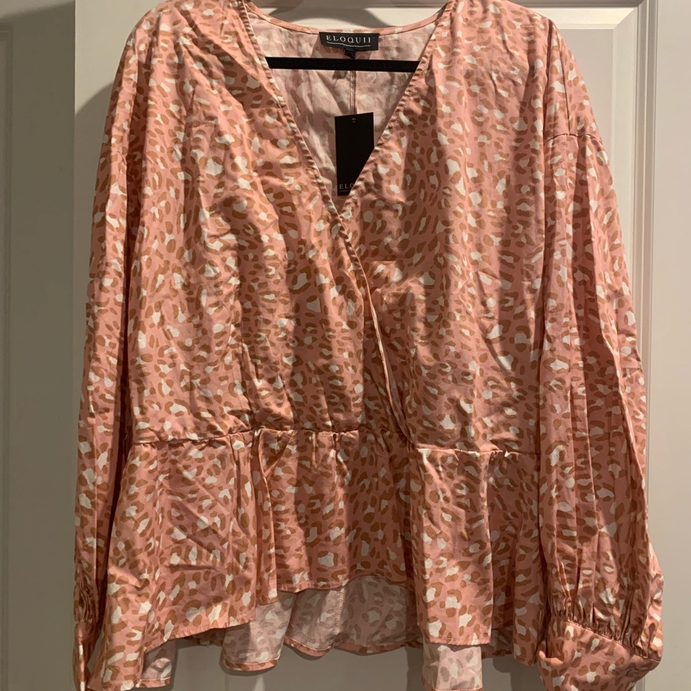 NWT Eloquii Animal Print Peplum Top